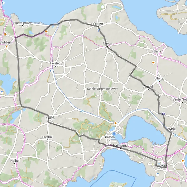 Map miniature of "Scenic Landscapes and Cultural Delights" cycling inspiration in Syddanmark, Denmark. Generated by Tarmacs.app cycling route planner