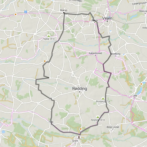 Map miniature of "Askov Circuit" cycling inspiration in Syddanmark, Denmark. Generated by Tarmacs.app cycling route planner