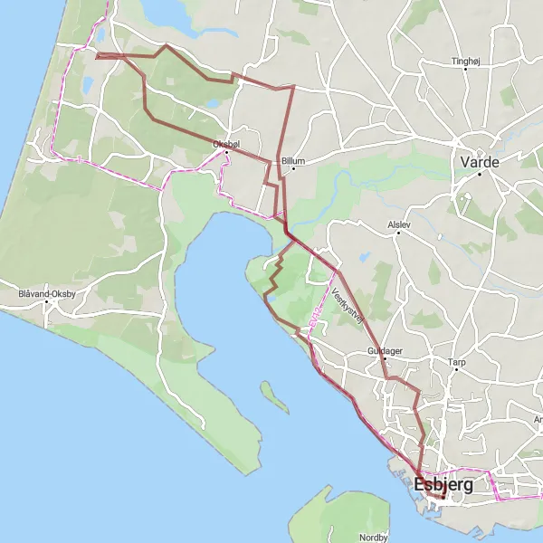 Map miniature of "Nature and Culture" cycling inspiration in Syddanmark, Denmark. Generated by Tarmacs.app cycling route planner