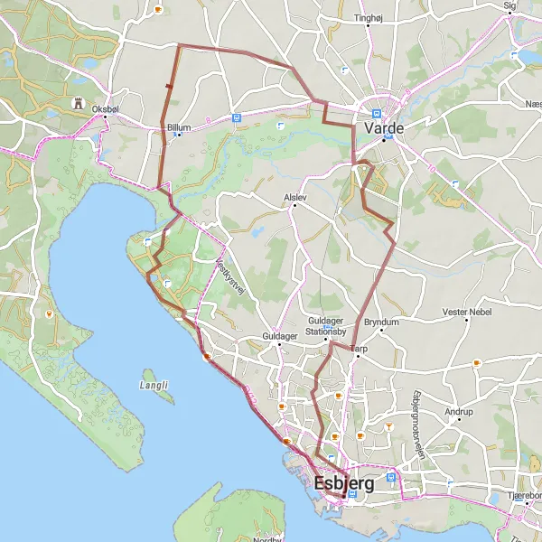 Map miniature of "Hidden Gems" cycling inspiration in Syddanmark, Denmark. Generated by Tarmacs.app cycling route planner