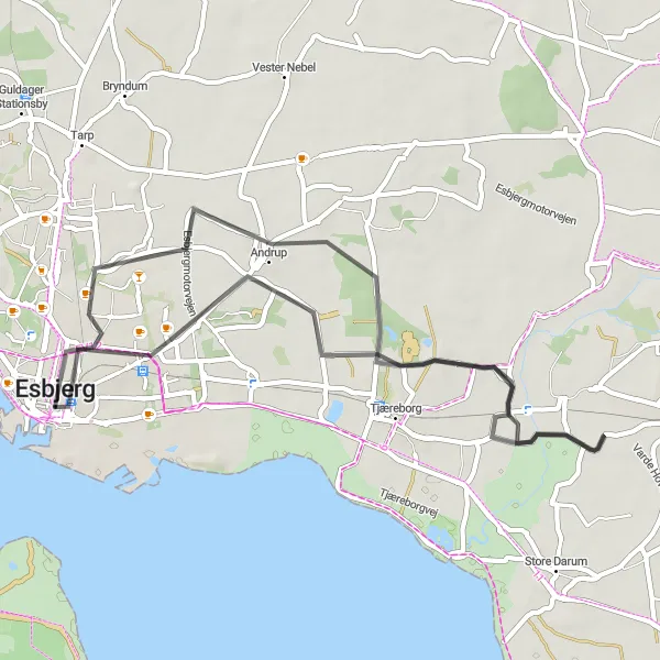 Map miniature of "Tradsborg Loop" cycling inspiration in Syddanmark, Denmark. Generated by Tarmacs.app cycling route planner
