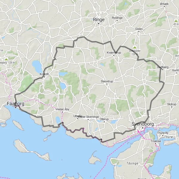 Map miniature of "Scenic Forest and Castle Tour" cycling inspiration in Syddanmark, Denmark. Generated by Tarmacs.app cycling route planner