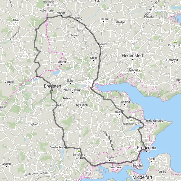 Map miniature of "Erritsø - Nålebjerg Round Trip" cycling inspiration in Syddanmark, Denmark. Generated by Tarmacs.app cycling route planner