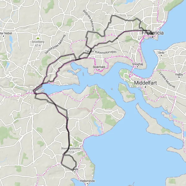 Map miniature of "Exploring Coastal Loops" cycling inspiration in Syddanmark, Denmark. Generated by Tarmacs.app cycling route planner