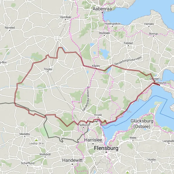 Map miniature of "The Uge Gravel Expedition" cycling inspiration in Syddanmark, Denmark. Generated by Tarmacs.app cycling route planner
