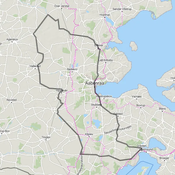 Map miniature of "Holbøl Road Challenge" cycling inspiration in Syddanmark, Denmark. Generated by Tarmacs.app cycling route planner