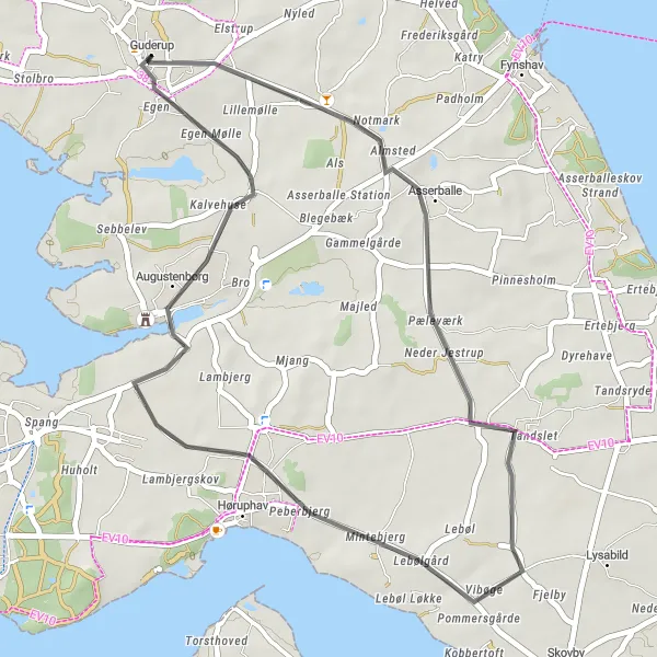 Map miniature of "Hundslev to Ketting Loop" cycling inspiration in Syddanmark, Denmark. Generated by Tarmacs.app cycling route planner
