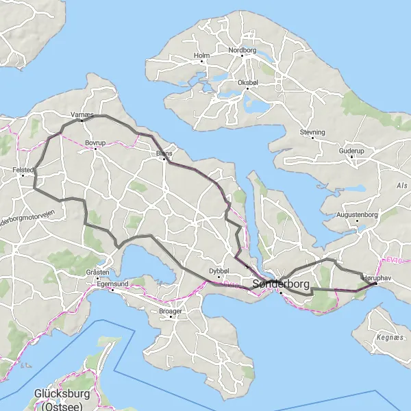 Map miniature of "Sønderborg Cycling Route" cycling inspiration in Syddanmark, Denmark. Generated by Tarmacs.app cycling route planner