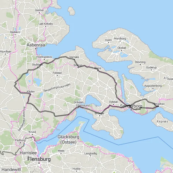 Map miniature of "Historic Discoveries" cycling inspiration in Syddanmark, Denmark. Generated by Tarmacs.app cycling route planner