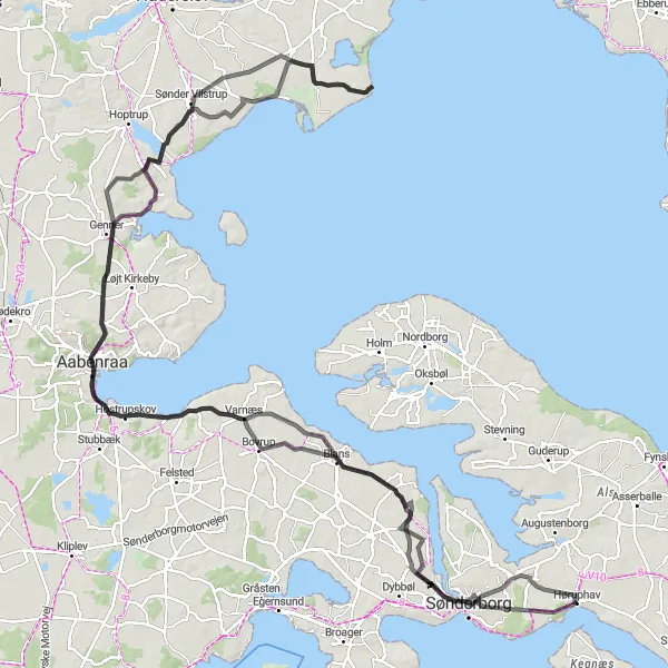 Map miniature of "Trek Through Nature" cycling inspiration in Syddanmark, Denmark. Generated by Tarmacs.app cycling route planner