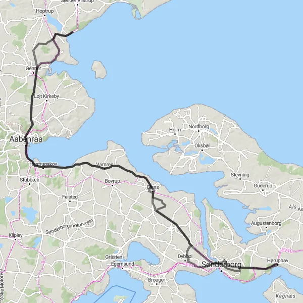 Map miniature of "Scenic Coastal Ride" cycling inspiration in Syddanmark, Denmark. Generated by Tarmacs.app cycling route planner