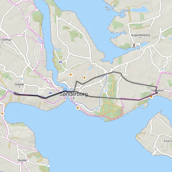 Map miniature of "Sønderborg Delight" cycling inspiration in Syddanmark, Denmark. Generated by Tarmacs.app cycling route planner