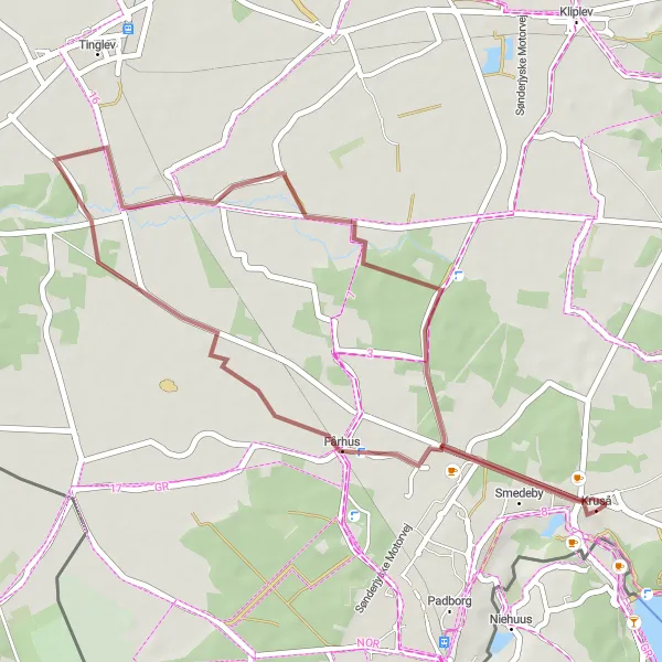 Map miniature of "The Gravel Adventure" cycling inspiration in Syddanmark, Denmark. Generated by Tarmacs.app cycling route planner