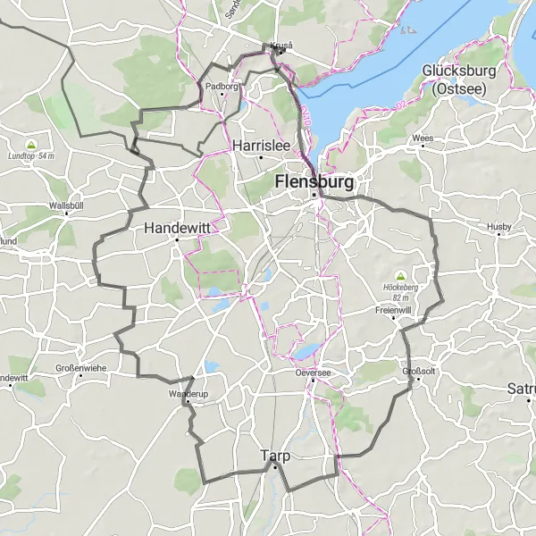 Map miniature of "The Scenic Route" cycling inspiration in Syddanmark, Denmark. Generated by Tarmacs.app cycling route planner