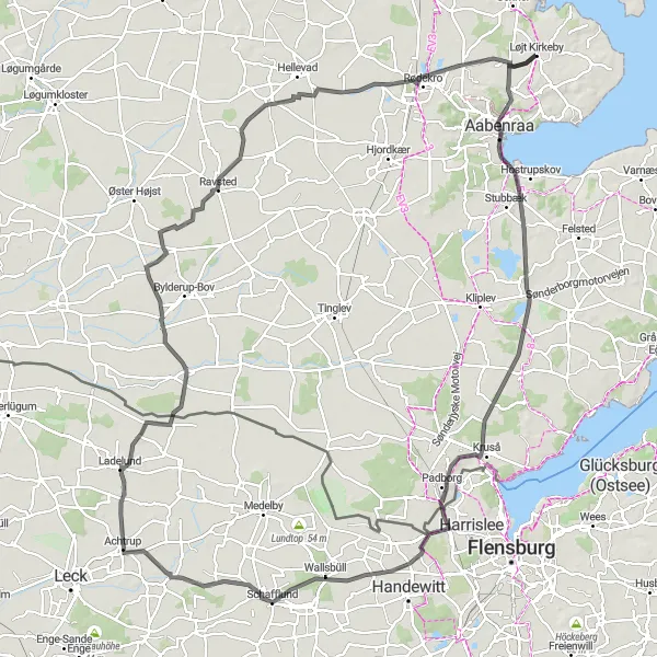 Map miniature of "Schafflund Loop Road" cycling inspiration in Syddanmark, Denmark. Generated by Tarmacs.app cycling route planner