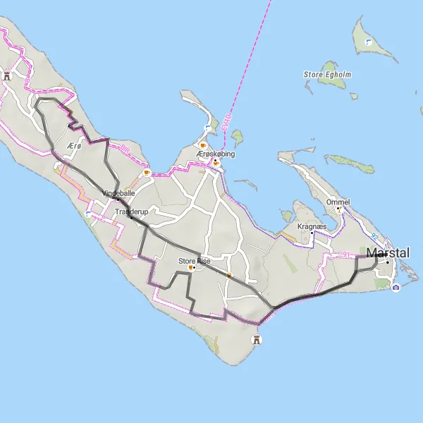 Map miniature of "Marstal to Bonavista Loop" cycling inspiration in Syddanmark, Denmark. Generated by Tarmacs.app cycling route planner