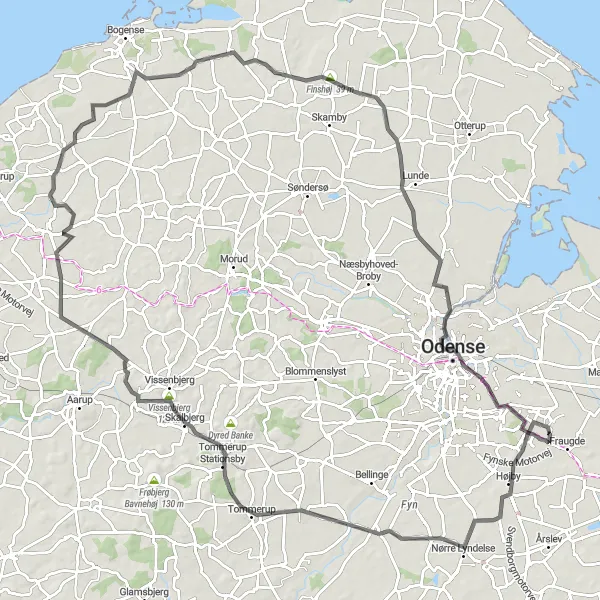 Map miniature of "Holluf-Neder Spur" cycling inspiration in Syddanmark, Denmark. Generated by Tarmacs.app cycling route planner