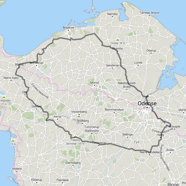 Map miniature of "Syddanmark Adventure" cycling inspiration in Syddanmark, Denmark. Generated by Tarmacs.app cycling route planner