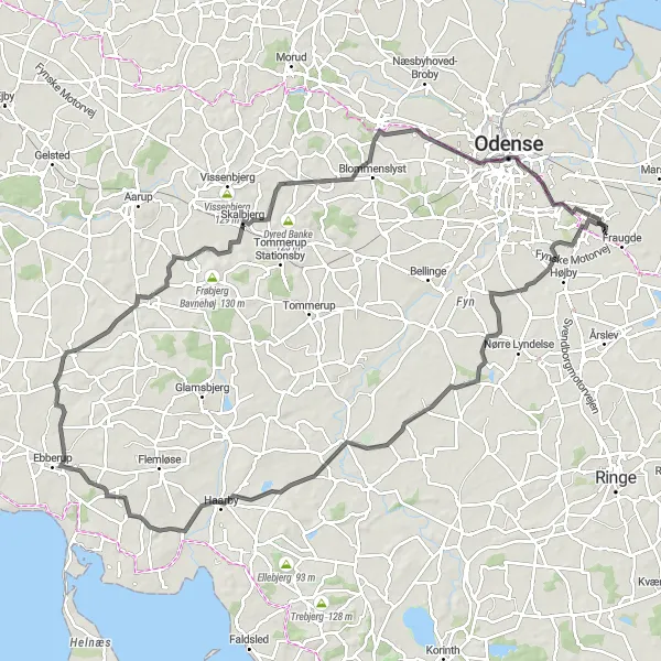 Map miniature of "Exploring the Countryside: Neder Holluf Round-Trip" cycling inspiration in Syddanmark, Denmark. Generated by Tarmacs.app cycling route planner