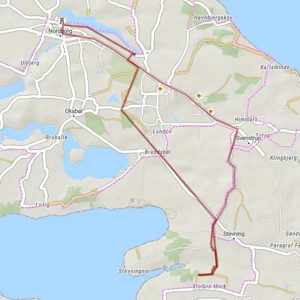 Map miniature of "Gravel Adventure" cycling inspiration in Syddanmark, Denmark. Generated by Tarmacs.app cycling route planner
