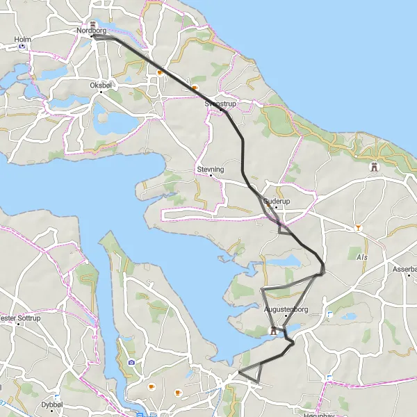 Map miniature of "Scenic Volvo Adventure" cycling inspiration in Syddanmark, Denmark. Generated by Tarmacs.app cycling route planner