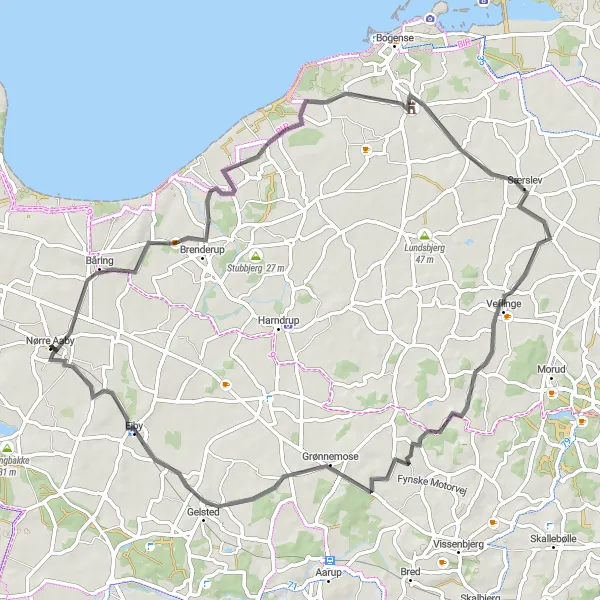 Map miniature of "Bike and Nature Adventure" cycling inspiration in Syddanmark, Denmark. Generated by Tarmacs.app cycling route planner