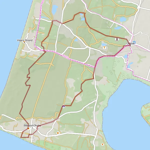 Map miniature of "Discover Oxbøl's Heritage" cycling inspiration in Syddanmark, Denmark. Generated by Tarmacs.app cycling route planner