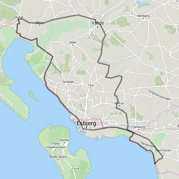 Map miniature of "Scenic Coastal Ride" cycling inspiration in Syddanmark, Denmark. Generated by Tarmacs.app cycling route planner