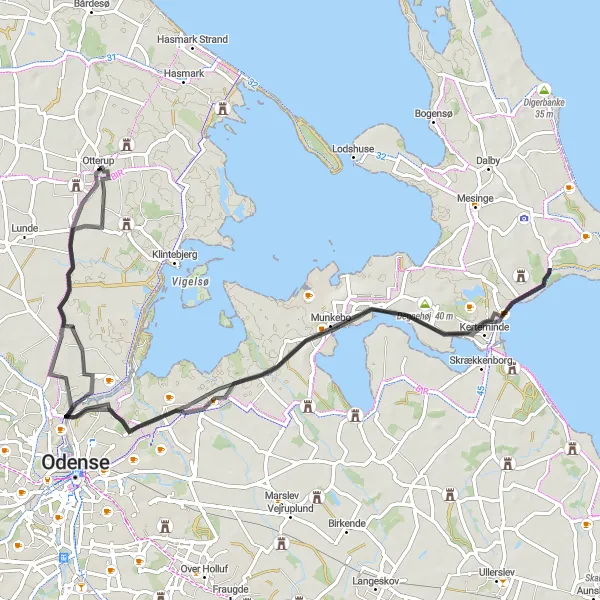 Map miniature of "The Fjord Discovery" cycling inspiration in Syddanmark, Denmark. Generated by Tarmacs.app cycling route planner