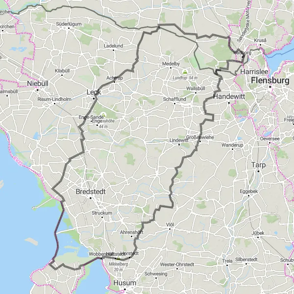 Map miniature of "Borderlands Adventure" cycling inspiration in Syddanmark, Denmark. Generated by Tarmacs.app cycling route planner