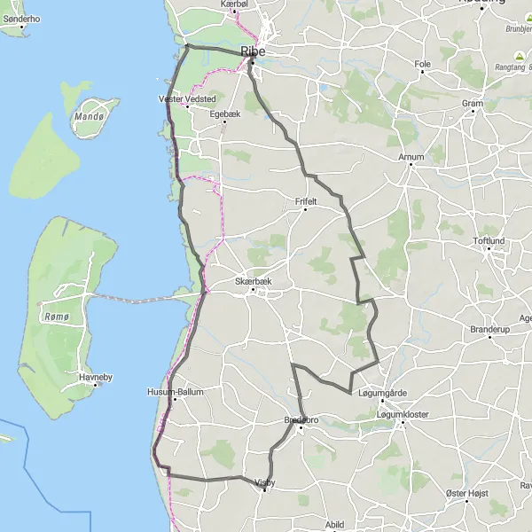 Map miniature of "Gånsager Highlights" cycling inspiration in Syddanmark, Denmark. Generated by Tarmacs.app cycling route planner