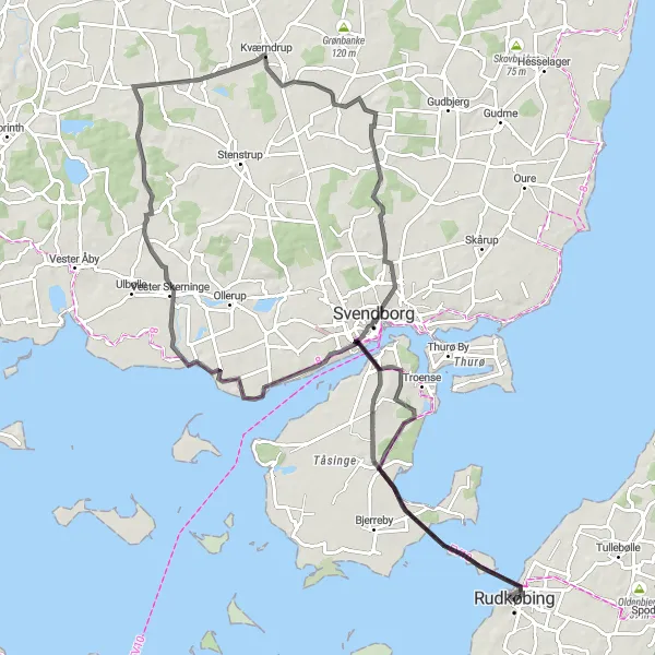 Map miniature of "Historic Sites and Natural Wonders" cycling inspiration in Syddanmark, Denmark. Generated by Tarmacs.app cycling route planner