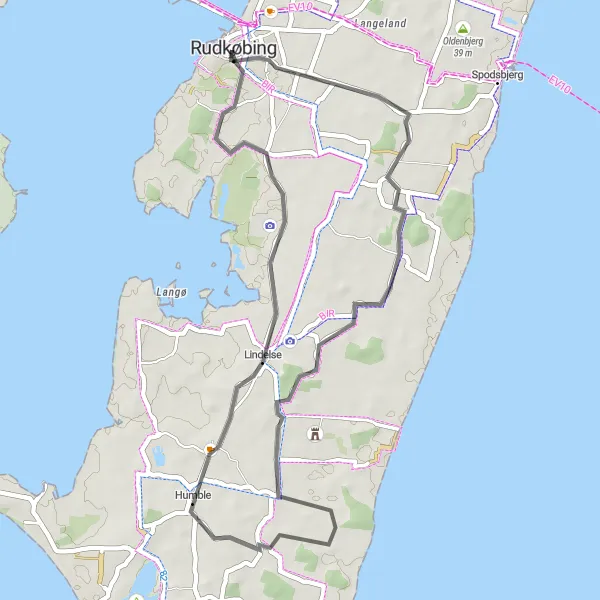 Map miniature of "Rudkøbing and Natural Delights" cycling inspiration in Syddanmark, Denmark. Generated by Tarmacs.app cycling route planner
