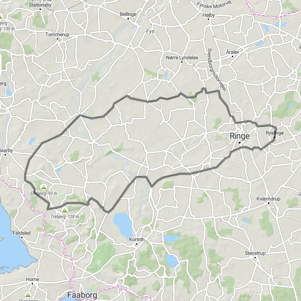 Map miniature of "The Espe Escape Road Circuit" cycling inspiration in Syddanmark, Denmark. Generated by Tarmacs.app cycling route planner