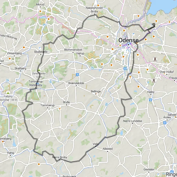 Map miniature of "Seden-Hundeup-Drageshøj" cycling inspiration in Syddanmark, Denmark. Generated by Tarmacs.app cycling route planner