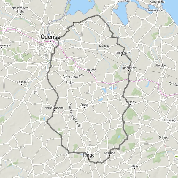 Map miniature of "Seden Circuit" cycling inspiration in Syddanmark, Denmark. Generated by Tarmacs.app cycling route planner