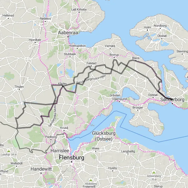 Map miniature of "The Rural Loop" cycling inspiration in Syddanmark, Denmark. Generated by Tarmacs.app cycling route planner