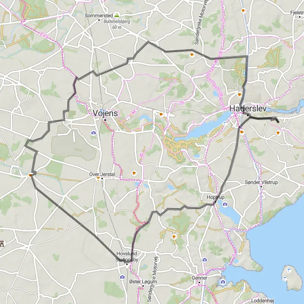 Map miniature of "Hoptrup and Hovslund Stationsby Tour" cycling inspiration in Syddanmark, Denmark. Generated by Tarmacs.app cycling route planner