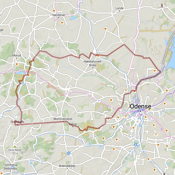 Map miniature of "Bolbro to Kildebjerg Adventure" cycling inspiration in Syddanmark, Denmark. Generated by Tarmacs.app cycling route planner