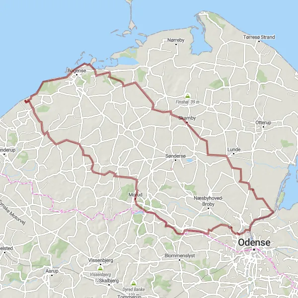 Map miniature of "Exploring Gravel Paths in Syddanmark" cycling inspiration in Syddanmark, Denmark. Generated by Tarmacs.app cycling route planner