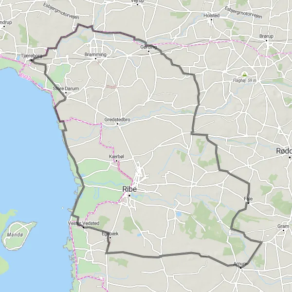 Map miniature of "The Ultimate Road Challenge" cycling inspiration in Syddanmark, Denmark. Generated by Tarmacs.app cycling route planner