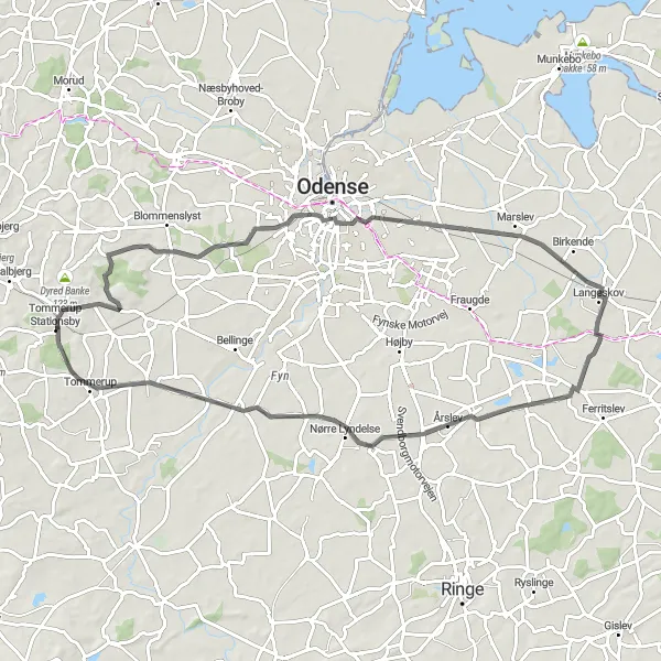 Map miniature of "Hesbjerg and Beyond" cycling inspiration in Syddanmark, Denmark. Generated by Tarmacs.app cycling route planner