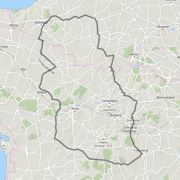 Map miniature of "Ørsbjerg Challenge" cycling inspiration in Syddanmark, Denmark. Generated by Tarmacs.app cycling route planner