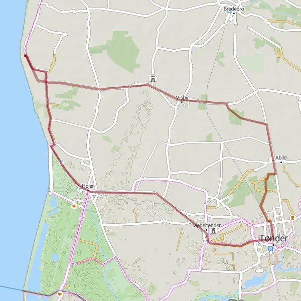 Map miniature of "The Gravel Adventure" cycling inspiration in Syddanmark, Denmark. Generated by Tarmacs.app cycling route planner