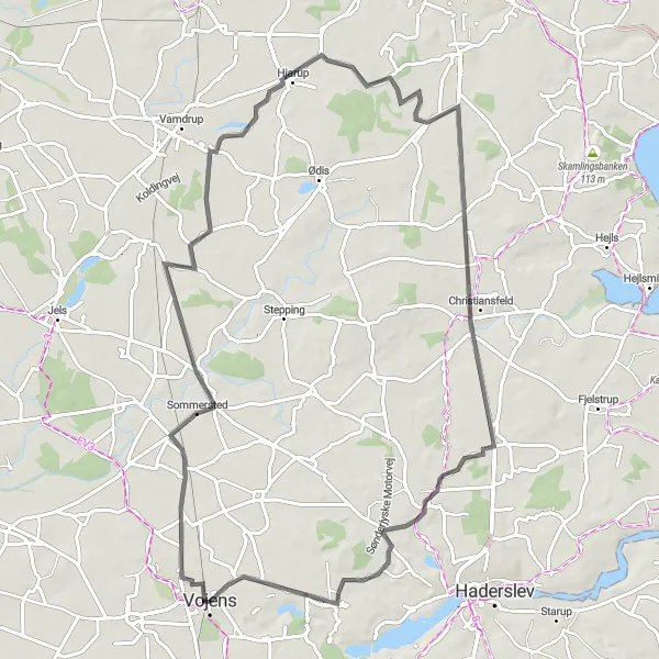 Map miniature of "Scenic Road Ride to Southern Jutland Countryside" cycling inspiration in Syddanmark, Denmark. Generated by Tarmacs.app cycling route planner