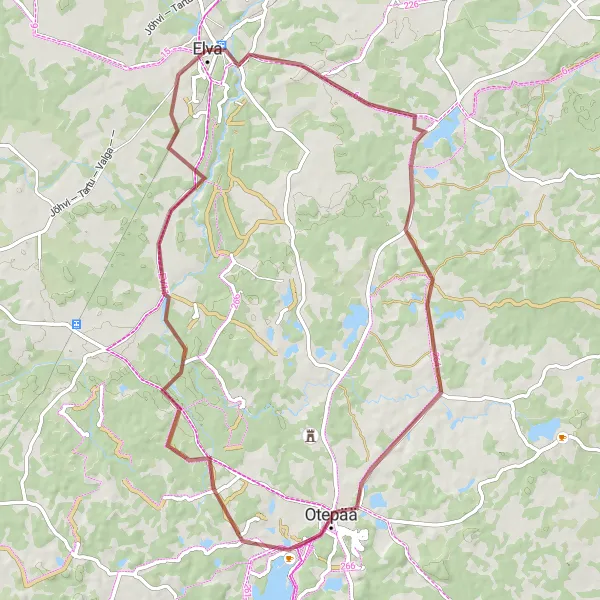 Map miniature of "The Gravel Adventure: Elva to Otepää" cycling inspiration in Eesti, Estonia. Generated by Tarmacs.app cycling route planner