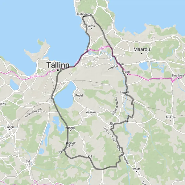 Map miniature of "Haabneeme - Põhjakonn Stairs - Kohtuotsa View Platform" cycling inspiration in Eesti, Estonia. Generated by Tarmacs.app cycling route planner