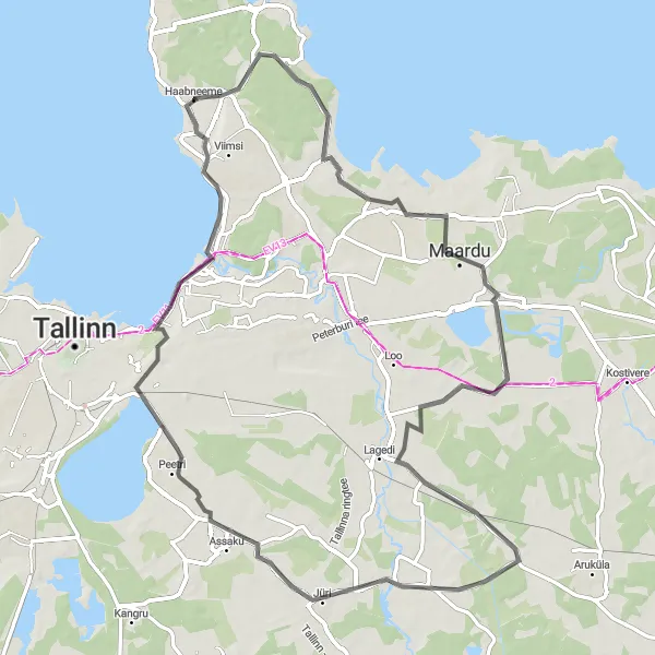 Map miniature of "Haabneeme to Lubja Loop" cycling inspiration in Eesti, Estonia. Generated by Tarmacs.app cycling route planner