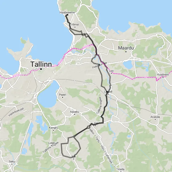 Map miniature of "Haabneeme to Merivälja Adventure" cycling inspiration in Eesti, Estonia. Generated by Tarmacs.app cycling route planner