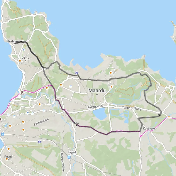 Map miniature of "Muuga and Rebala Adventure" cycling inspiration in Eesti, Estonia. Generated by Tarmacs.app cycling route planner